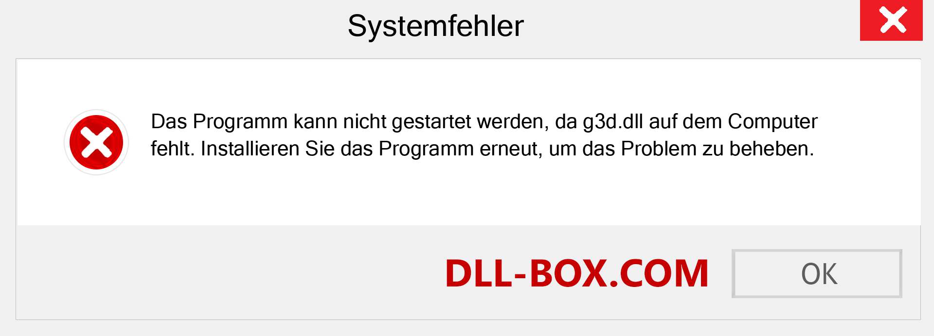 g3d.dll-Datei fehlt?. Download für Windows 7, 8, 10 - Fix g3d dll Missing Error unter Windows, Fotos, Bildern